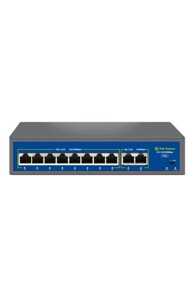NOVACOM NVC-HIF0820FBL-C 8+2 Port 120W 10/100Mbps PoE Switch (250m Extend Modlu)