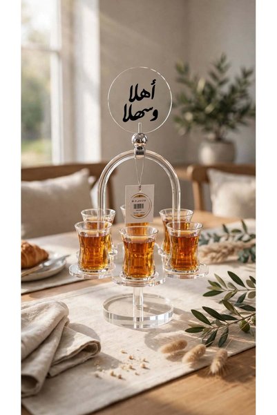 Generic Brand Transparent Acrylic Cup Holder with 6 Slots and a "Welcome" Tag...