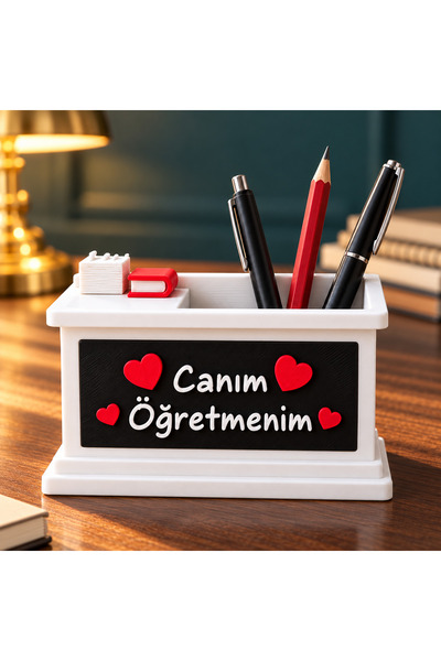 Srctech Canım Öğretmenim Yazılı Beyaz Masaüstü Kalemlik – Öğretmenler Günü He...