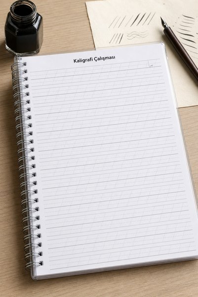 GAME SHOT A4 Spiralli Kaligrafi Alıştırma Defteri 40 Yaprak Şeffaf PVC Kapakl...