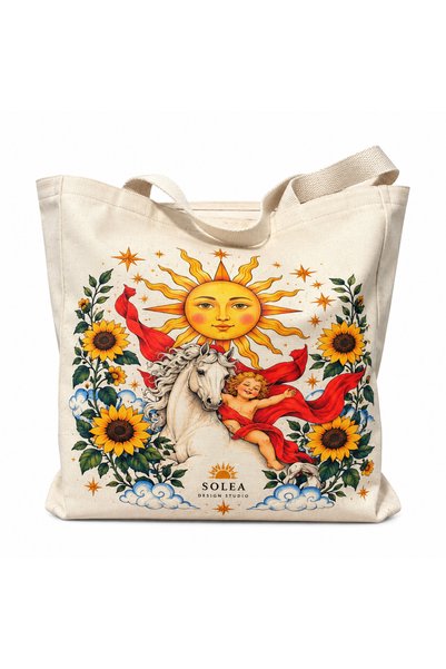 SOLEA Design Studio Güneş Desenli Kanvas Çanta