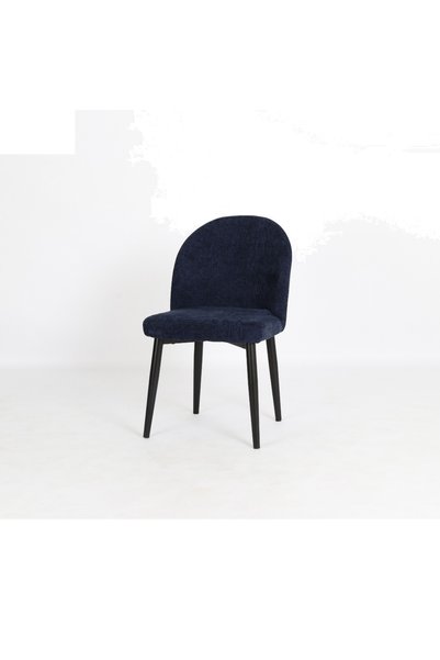 IN HOME STORE كرسي جانبي بتصميم عصري قماش وأرجل معدنية لون أزرق
