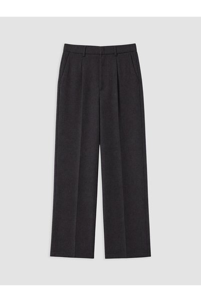 LC Waikiki Lcw Vision Anthracite Loose Fit Women's Pleated Fabric Trousers wi...