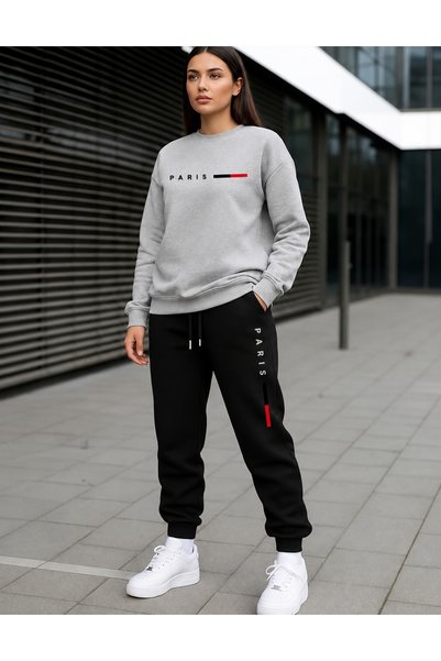 clothes 33 Zero-Collar Shardooned Sweatshirt Seasonal Thin Paris Printed Wome...