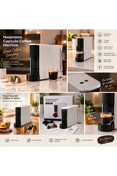 Generic Brand Nespresso Capsule Coffee Machine (QF-CM832) a stylish, compact,...