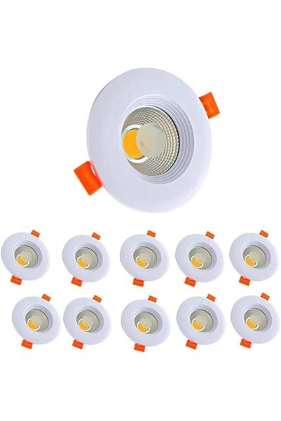 GENERAL مجموعة من 10 مصابيح LED دائرية للسقف بقطر 7 سم - 7 واط - متوفرة بثلاث...