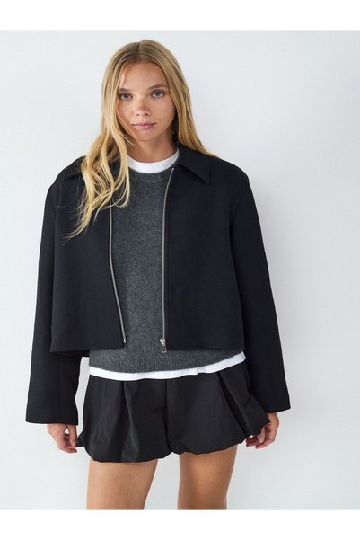 BALMAIN Jachetă moale cu fermoar