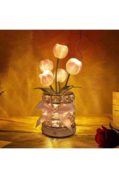GENERAL Crystal Lily Flower Lamps, USB Rechargeable Cable-Free Lamps, 3-Color...