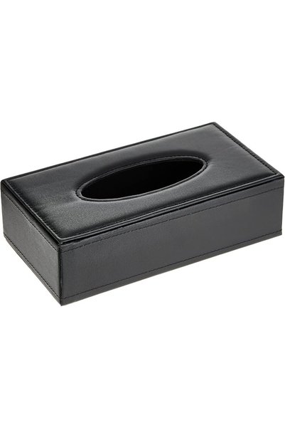 Other علبة مناديل جلد مقاس 24×12×7 سم، لون أسود