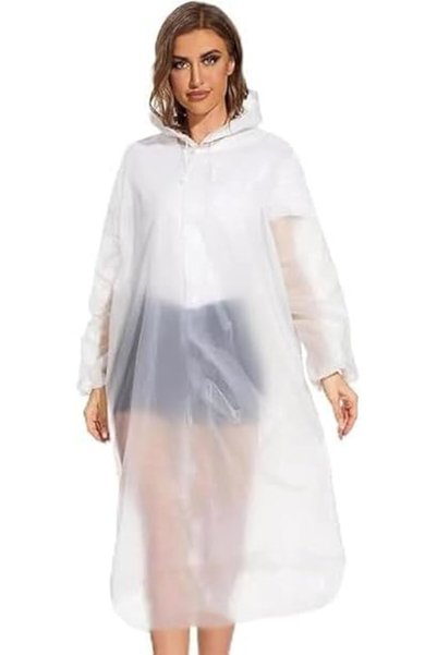 Aputue Card Raincoat, 5PCS Transparent Rain Poncho for Adults, Unisex Disposa...