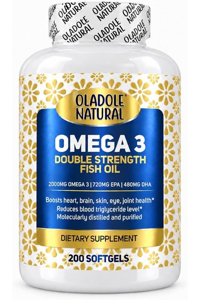 Oladole Natural زيت السمك أوميغا-3 2000 ملغ - 200 كبسولة هلامية تحتوي على 360...