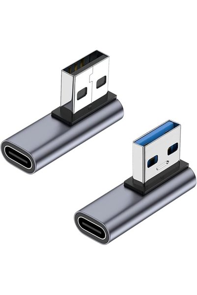Khazna محول USB C إلى USB A (عبوة من قطعتين)، محول شحن بزاوية 90 درجة لليمين ...