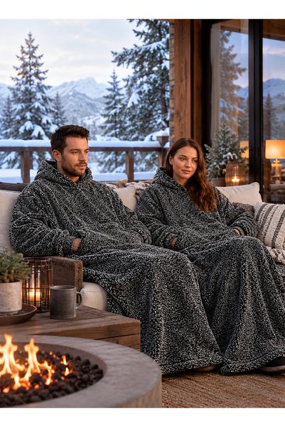 Packho Welsoft Kapüşonlu Giyilebilir TV Battaniyesi Panço – Unisex Oversize -...