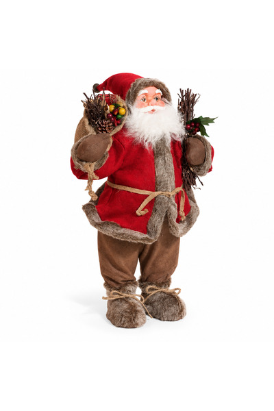 SBR Decorative Santa Claus figurine with a bundle of branches, 61 cm, red and...