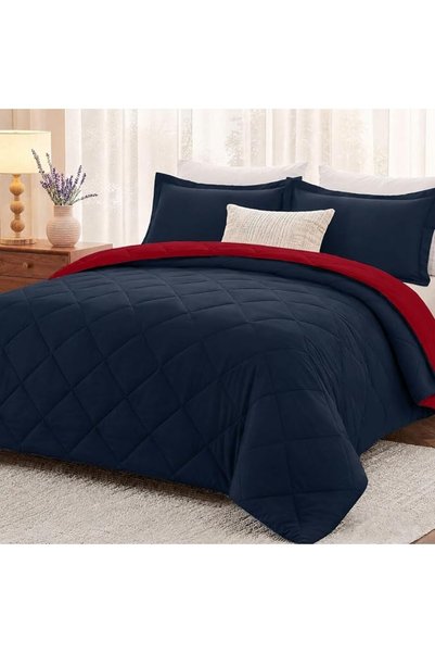downluxe Lightweight Solid Comforter Set (Queen) with 2 Pillow Shams - 3-Piec...