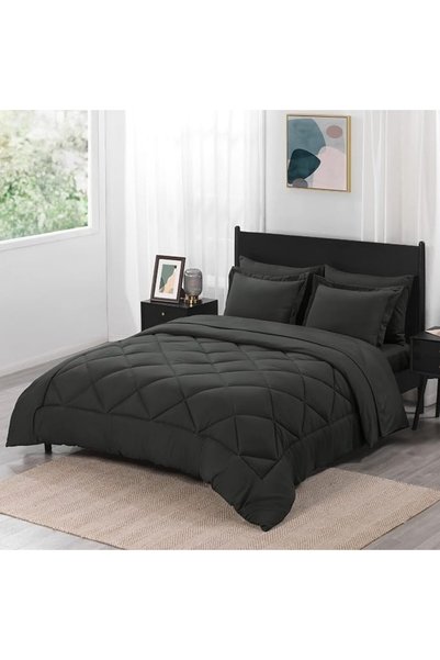 downluxe Lightweight Solid Comforter Set (Queen) with 2 Pillow Shams - 3-Piec...