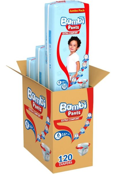 Sanita Bambi حفاضات بانتس مقاس 6، 16+ كجم - سحب سهل مع نواة ماصة وحزام خصر مرن