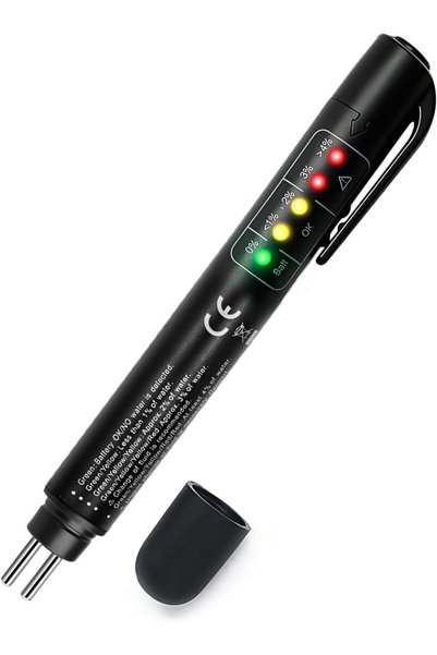 AZONEE قلم اختبار سائل الفرامل - 5 مؤشرات LED للكشف عن الرطوبة في سوائل الفرا...
