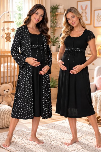 by İGP Prenatal and Postnatal Maternity Pajamas Nightgown Set Effortt