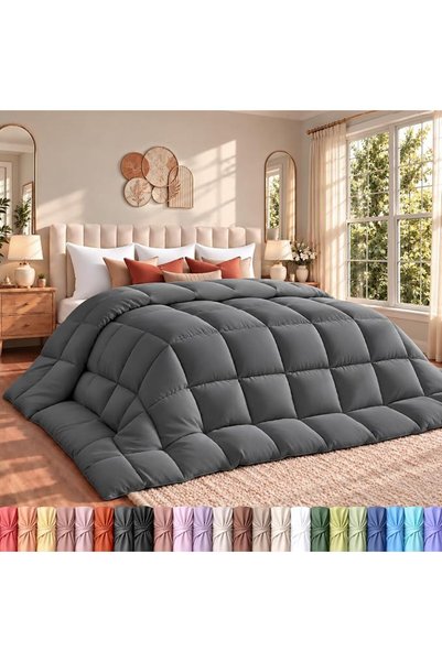Utopia Bedding حشوة لحاف مبطنة - لحاف مبطن بحواف جانبية - حشوة ريش مطرزة بخيا...