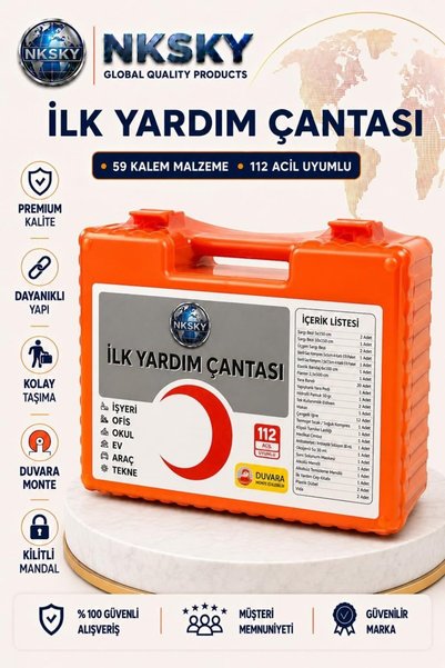 NKSKY Premium Ecza Dolabı Duvara Monte İlk Yardım Çantası İş Yeri Ofis Araç Ev İçin İlk Yardım Seti
