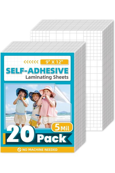 Generic Self Adhesive Laminating Sheets, 5 Mil Thickness, 9 x 12 Inch, 20 Pac...