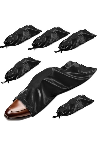 KASTWAVE 6 Pack Shoe Bags for Travel, Satin Drawstring Shoe Storage Bags, Dus...