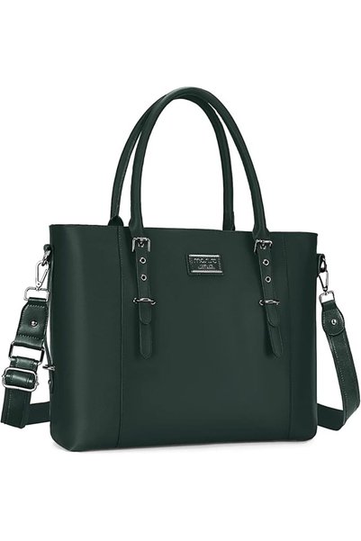 Mosiso Laptop Tote Bag, PU Leather Shoulder Bag