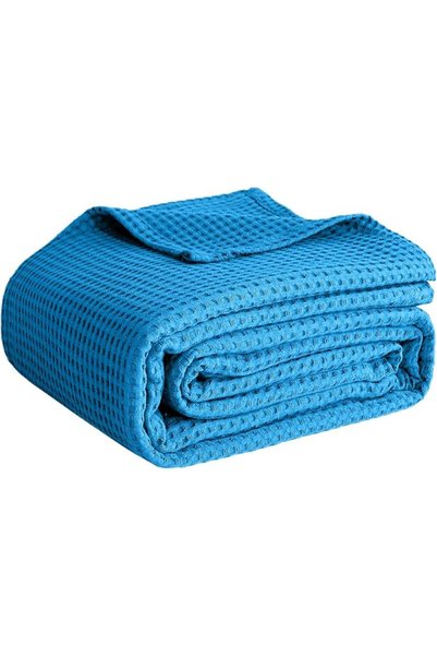 GENERAL Soft Waffle Weave Summer Blanket 100% Cotton Lightweight Breathable B...