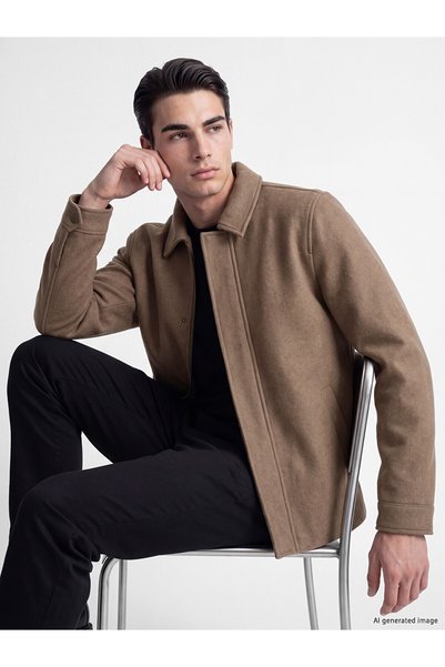LC Waikiki Nevavm Farkıyla Lcwaikiki Classic Beige Regular Fit Men's Coat
