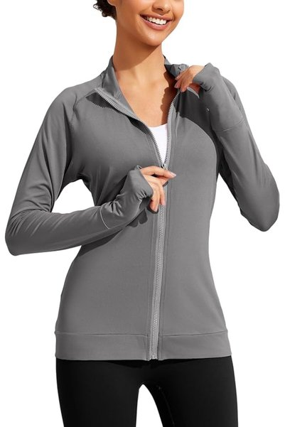 GENERAL Pinspark Lightweight Workout Jacket for Women Full Zip Slim Fit Athle...