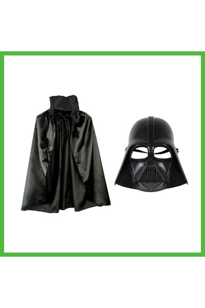 VAVENİ Çocuk Boy Yıldız Savaşları Star Wars Darth Vader Maskesi ve 90 cm Pelerin Seti Siyah ARZ