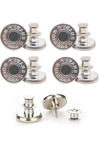 Delfino Silver دبابيس أزرار ديلفينو، دبابيس أزرار للجينز بدون خياطة أو أدوات،...