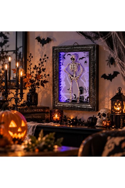 bebeLOGIC Oglinda pentru decor Halloween cu schelet care danseaza, atmosfera ...