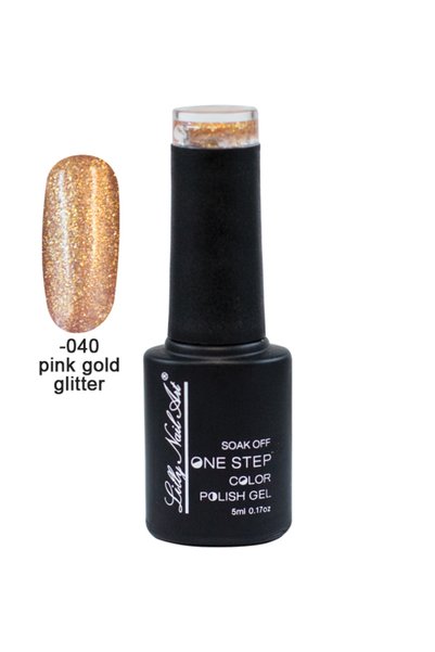 NO BRAND Ημιμόνιμο μανό one step 5ml - Pink gold glitter [40504002-040]