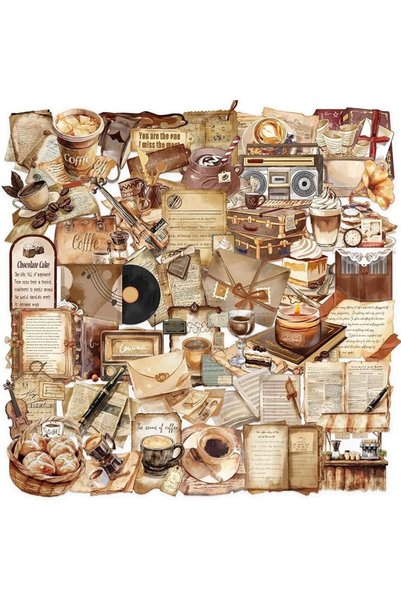 HaveLovely Coffee Shop Stickers 50 PCS, Retro Aesthetic PET Transparent Decal...