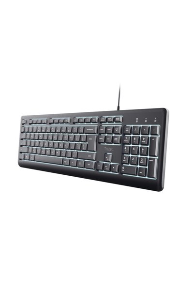 Trust Tastatură cu membrană Primo, cu fir, iluminată, 104 taste, gri