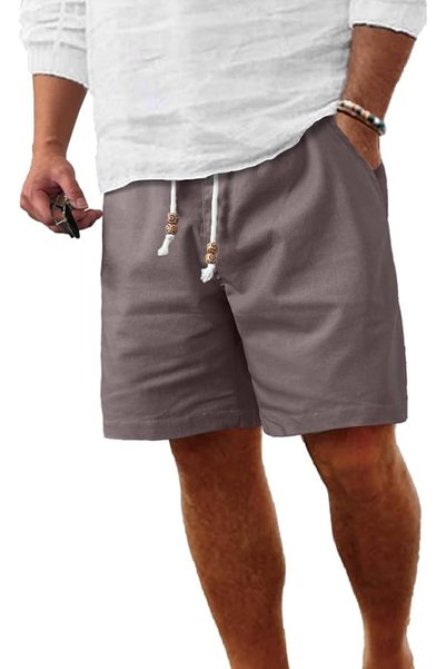 GENERAL Comdecevis Men's Linen Shorts Casual Elastic Waist Drawstring Summer ...