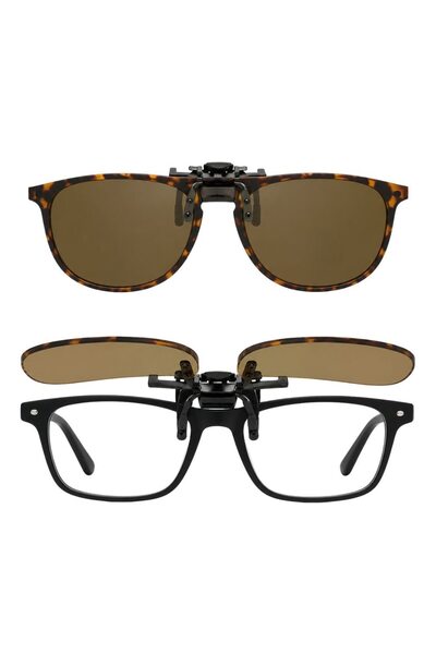 FONIX Clip-On Attachable Lens with Frame, Vision, Pantos Shape, Polarized, UV...