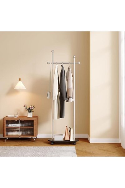 AOHRYME Clothing Racks with Wheels, Heavy Duty Gold Clothes Racks for Boutiqu...