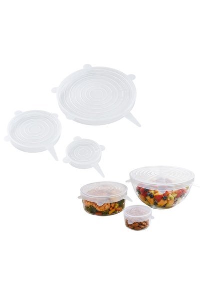 FONIX Set 3 Extensible Lids, EcoStretch, Food Grade Silicone, Reusable, Unive...
