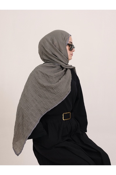 Hepsi Moda Piping Muslin Shawl - Smoked