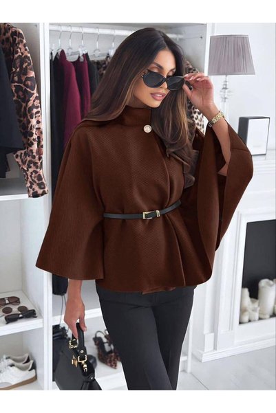MAXORA SHOP Υφασμάτινη κάπα με ζώνη Μπιάνκα - Ιταλική μόδα