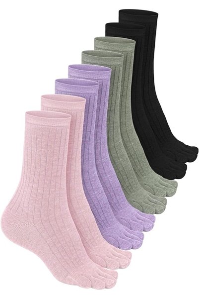 GENERAL Bencailor 4 Pair Women Five Toe Socks Cotton Toe Socks Athletic Runni...