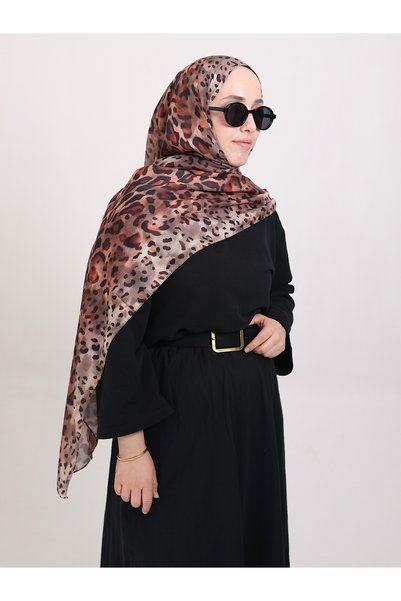 Hepsi Moda Leopard Pattern Bambi Shawl - Tile & Mink