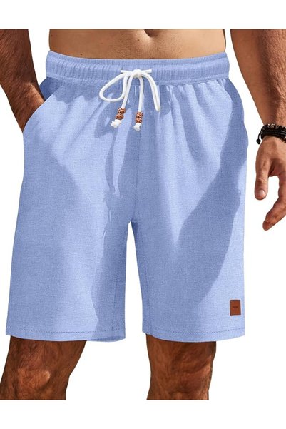COOFANDY شورت رجالي صيفي للشاطئ، شورت كاجوال بخصر مطاطي ورباط، شورت للإجازات ...