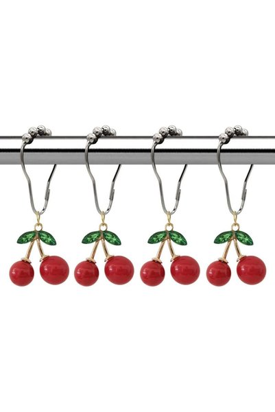 Arabest Decorative Cherry Shower Curtain Hooks, 12-Piece