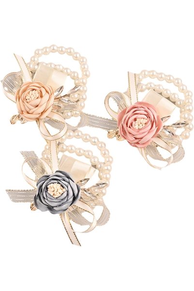 Arabest Rose Wedding Wrist Flower Boutonniere Corsage Set, Artificial Rose Fa...