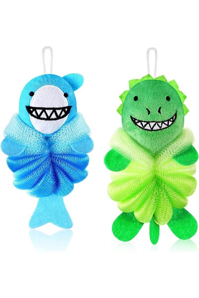 Arabest Kids Bath Loofahs, Toddler Body Scrubber Mesh Sponges, 2-Pack