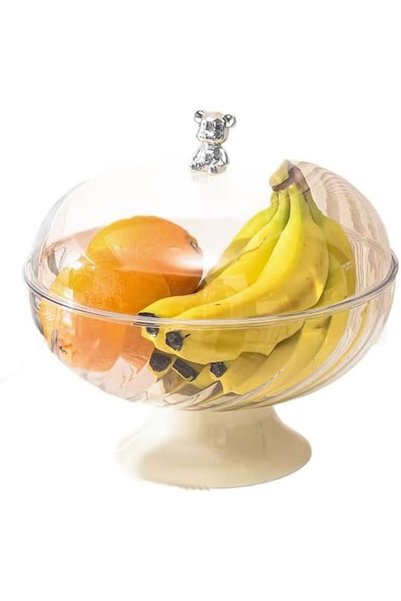 HASTHIP Transparent Fruit Bowl with Lid, Elegant Pedestal Fruit Plate for Cou...